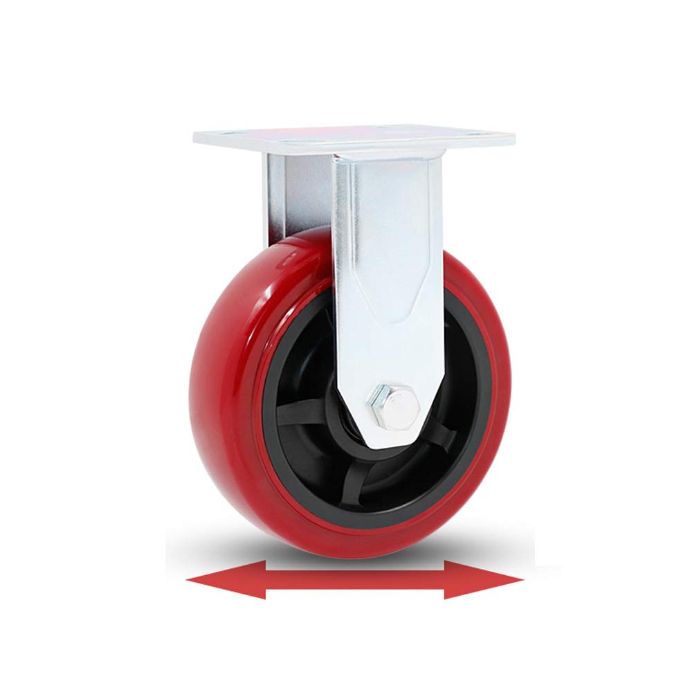 Rouge Roulettes Industrielles Pivotantes en Polyuréthane,Roulettes de Meubles Métal Lourd,Noyau de Roue en Polyoléfine,Charge élevée,6202 Roulement,Antidérapant,1pcs (8in,Fixe)