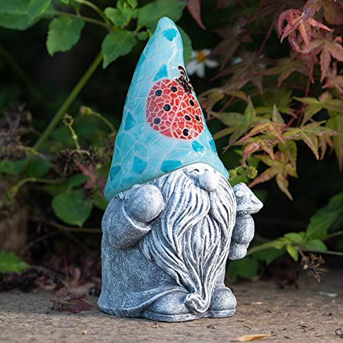Suyorpe Garden Gnome Statue - Resin Gnomes Figurine -Outdoor Decorations -Solar Gnomes Garden Decorations -Spring Decor Patio Yard Lawn Porch, Ornament Gift (Ladybug Hat Gnome) #TOP13