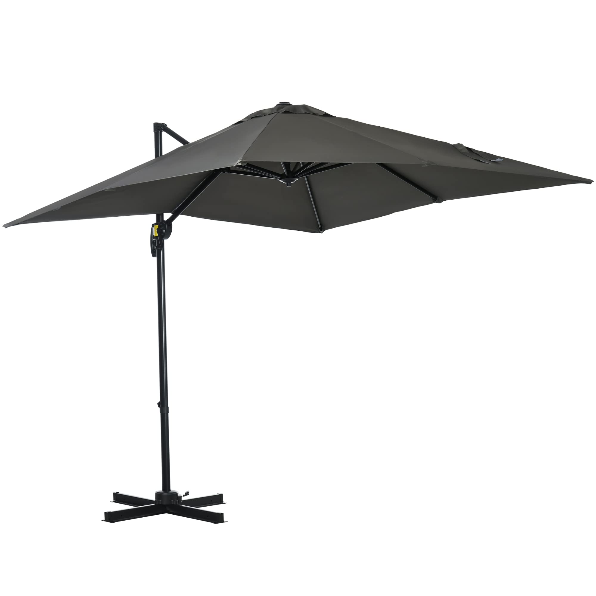 Outsunny Sombrilla de Jardín de Aluminio 245x245x245 cm Parasol Excéntrico con Manivela Giratorio 360° Inclinación de 5 Niveles Tela Desmontable y Ventilación para Patio Terraza