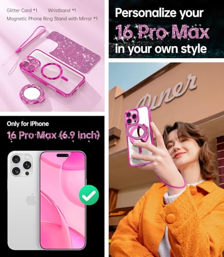 Coque Rose iPhone 16 Pro Max Magnétique Anneau Support Antichoc - 2
