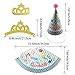 CSPRING Small Birthday Party Hats with Pom Poms and Glitter Crow Set for Kids or Adults with Happy Birthday Banner and Lens-Less Happy Birthday Glasses Multicolor