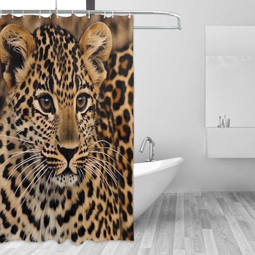 Rideau de douche imperméable motif léopard lavable 182x182 cm - 4
