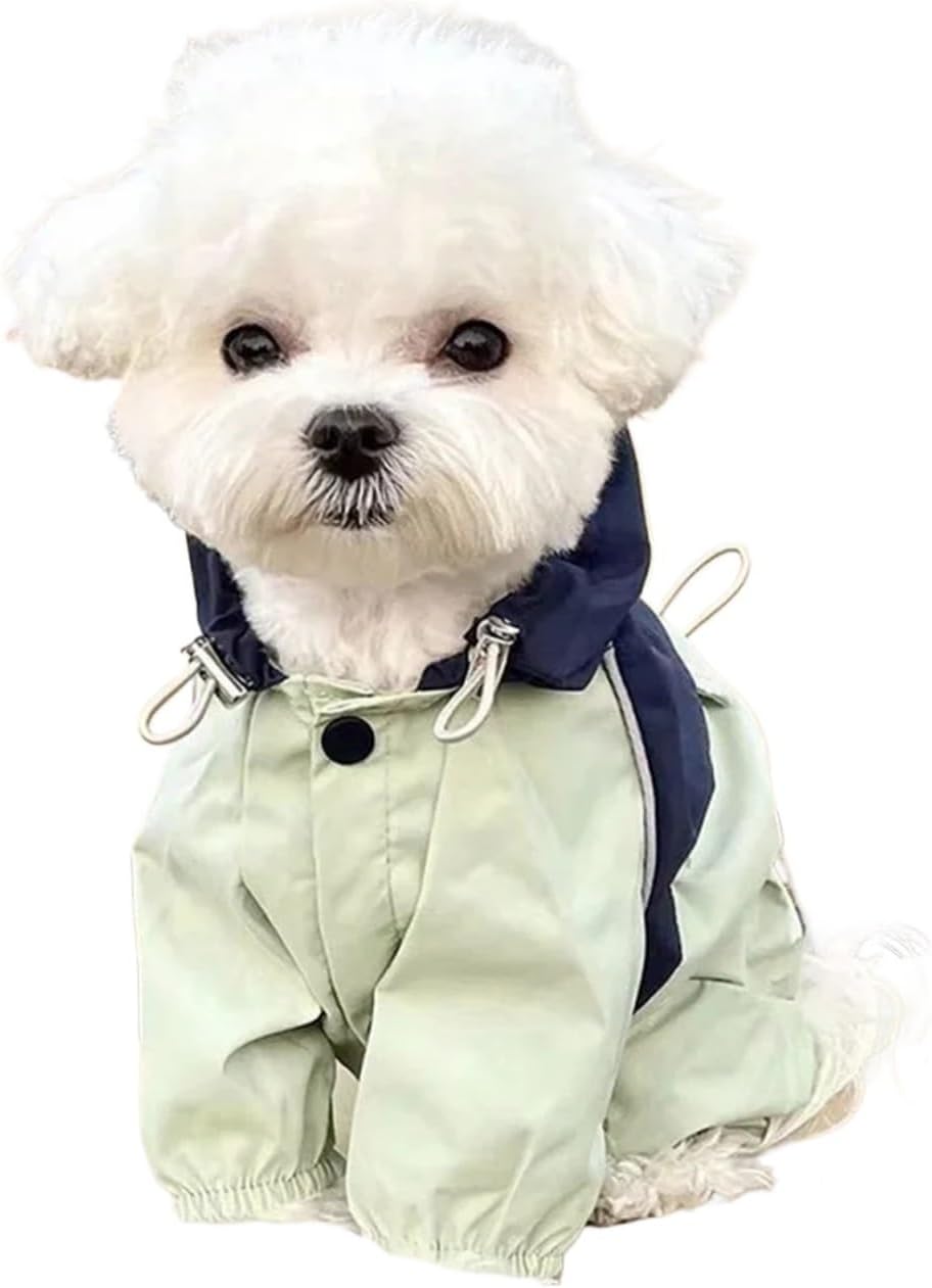 Pet Waterproof Raincoat Four-Legged Work Jacket Patchwork Windproof Cat Dog Coats Jackets Keep Warm Jumpsuit Coats Accessories(Yellow,Small)