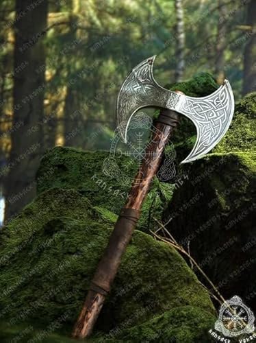 Viking store Machado de aço carbono feito à mão guerreiro medieval machado de batalha de cabeça dupl