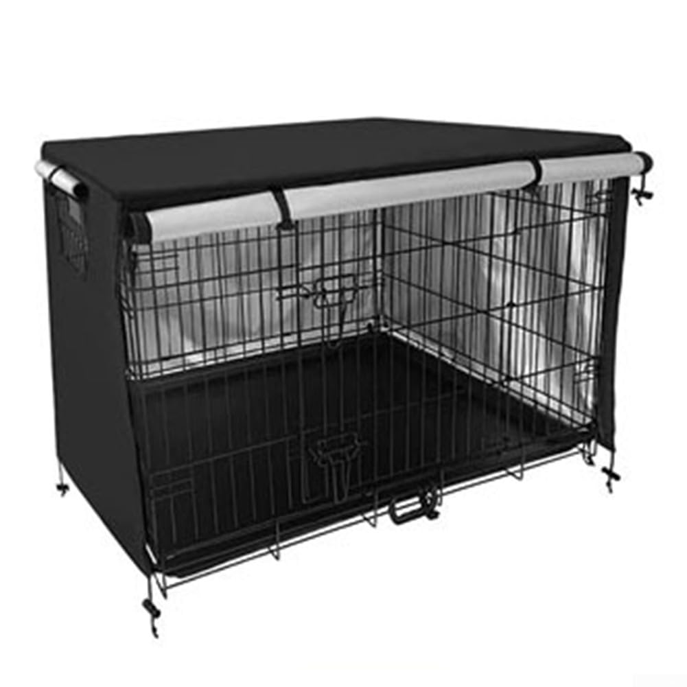 Cubierta de jaula para mascotas de tela Oxford 210D, cubierta de jardín para perro, con capa protectora de tela recubierta de PVC, para la mayoría de jaulas estándar para perros (gris, 124,5 x 79 cm)