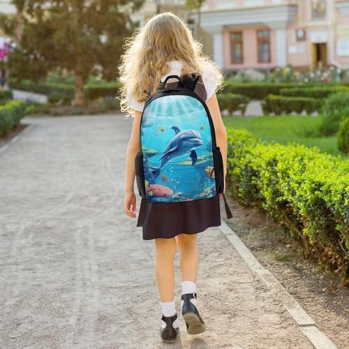 Mochila deportiva ligera con estampado de delfines miniatura 6