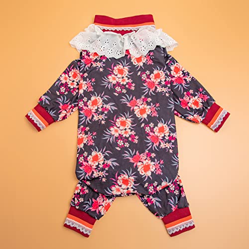 Lovinpet Dog Pajamas For Large Dogs, Uv & Post Operative Protection, 4 Legged High Collar Dog Onesies, Lightweight Stretchable Large Floral Plum Prints Large Dog Pajamas As Base Shirt For Dog Dresses #TOP6
