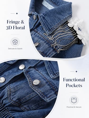 Image of WELAKEN Girls Denim Jackets - Trendy Button-Up Outerwear for Kids