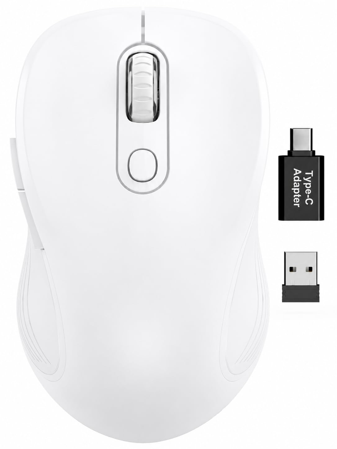 Trueque Wireless Mouse for Laptop, Ergonomic 6-Button Mouse, Pure White