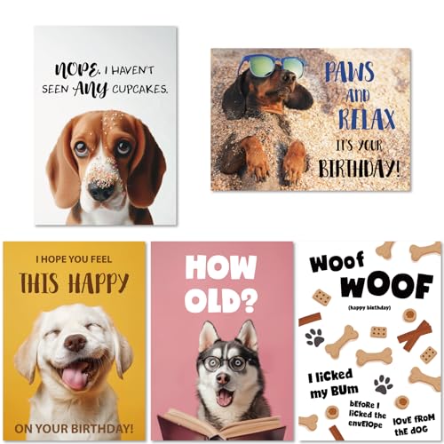 Gooji 5x7 Dogs Birthday Cards Bulk 10 Pack