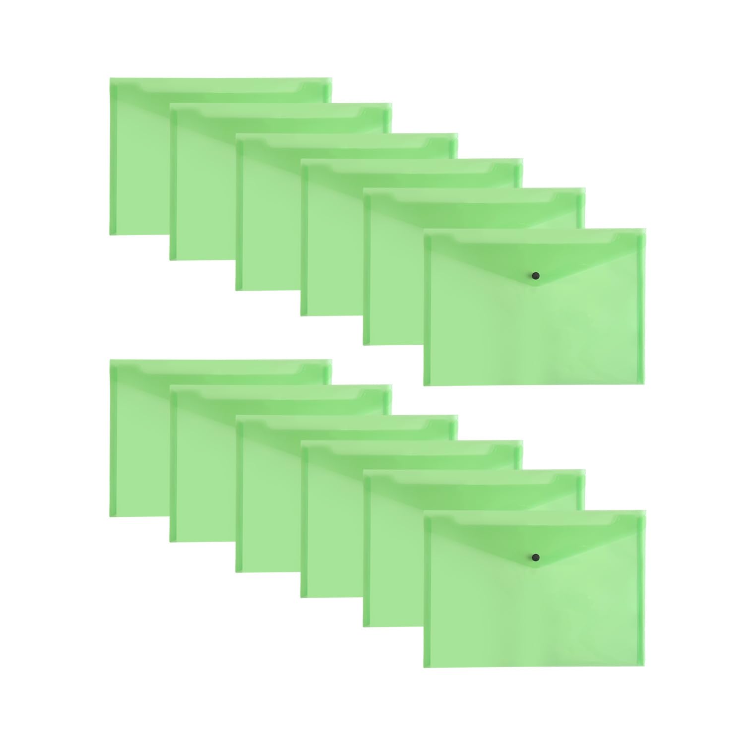  - Pack Of 12 Janrax A4 Green Document WalletsButton Stud Folder