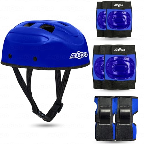 APRODO Kids Protective Gear Set for Roller Skating, Skateboarding & Cycling |for Kids 5 to 12 Years (Blue) | Knee and Elbow Pads Wrist Guards Set for Skating, Skateboard & Cycling |Protective Wear