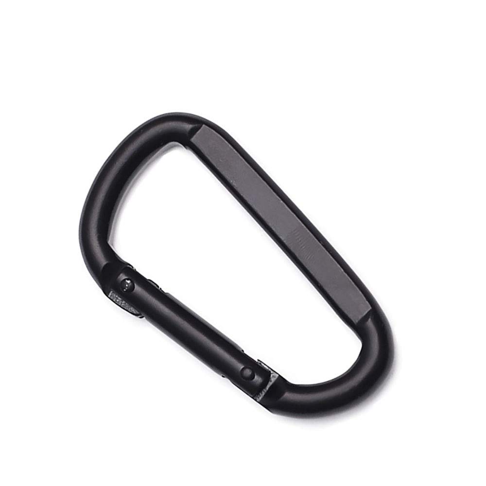 Mousqueton d'escalade verrouillable Anneau en D Mousqueton de Verrouillage en Acier Inoxydable Lien Rapide pour la pêche Intensive Randonnée Voyage Camping Mousqueton Clip de Fixation (Color : Black