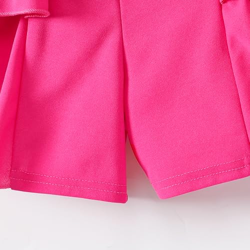 Image of Cute Toddler Girls Two Piece Short Sets Ruffle Sleeveless Top and Elastic Waistband Short Sets
