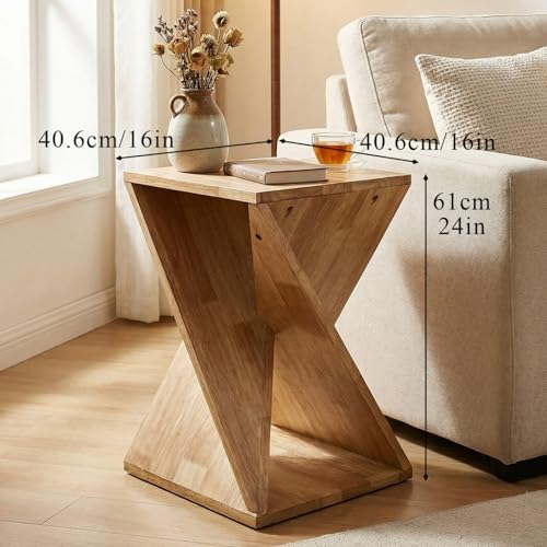 Cagnolier Beistelltisch 2er Set,Klein Couchtisch,Quadratisch Beistelltisch,Beistelltische mit Stauraum,für Wohnzimmer und Schlafzimmer,Balkon,Mit einzigartigem Spiralförmigem Standfuß,40.6x40.6x61cm – Bild 3