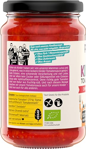 PPURA Bio Tomatensauce Kinder Ohne Zuckerzusatz | Stückchenfreie Pasta-Sauce mit Tomaten | 100% Natürlich Ohne Zusatzstoffe| Kids Nudel-Soße Made in Italy | Spendet eine Kinderportion | 340g Glas