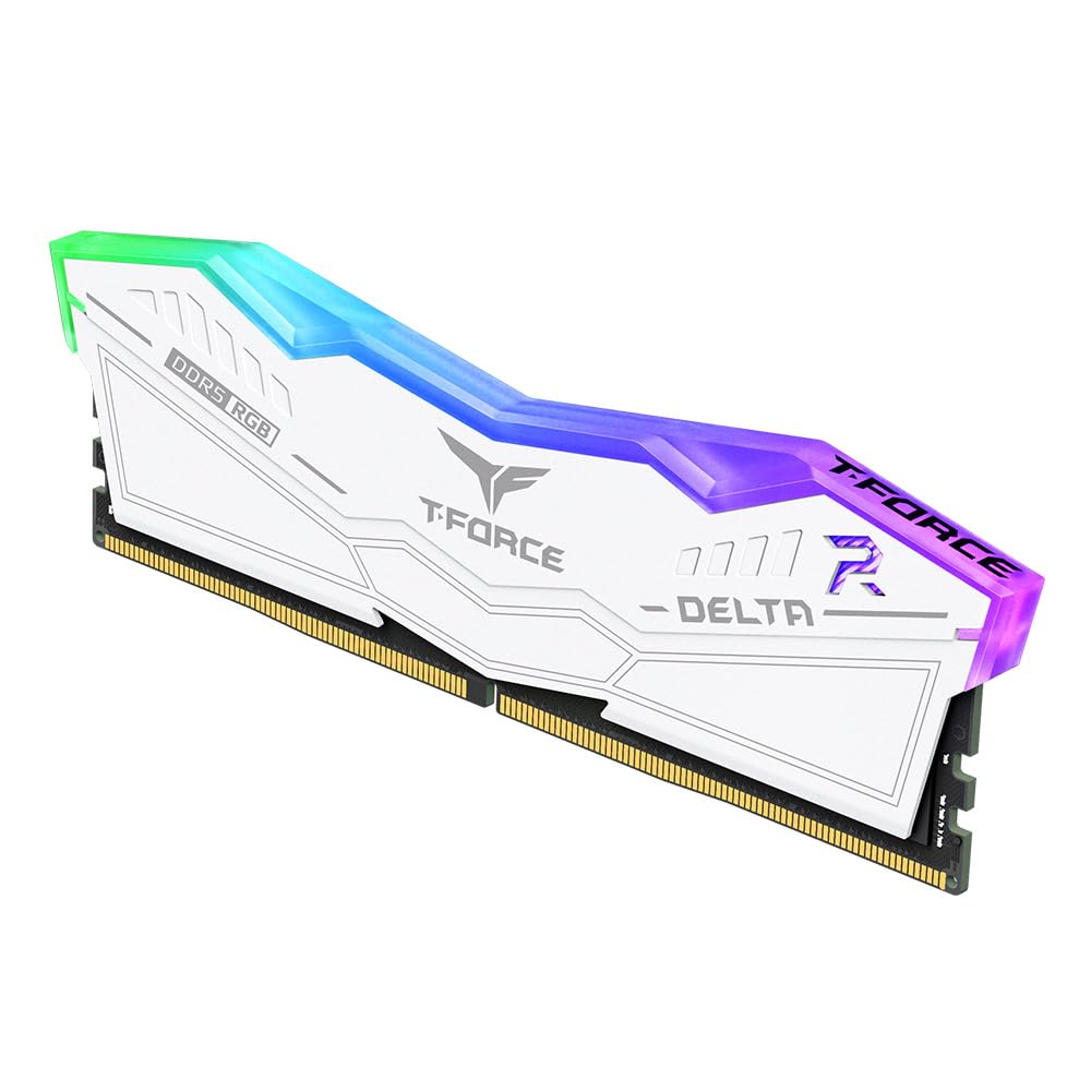 Team Group T-Force DELTA RGB DDR5 RAM, 6000 MHz, 32 GB (2 x 16 GB), CL30, memoria de escritorio con iluminación RGB, refrigeración PMIC, overclocking con un solo clic (negro)