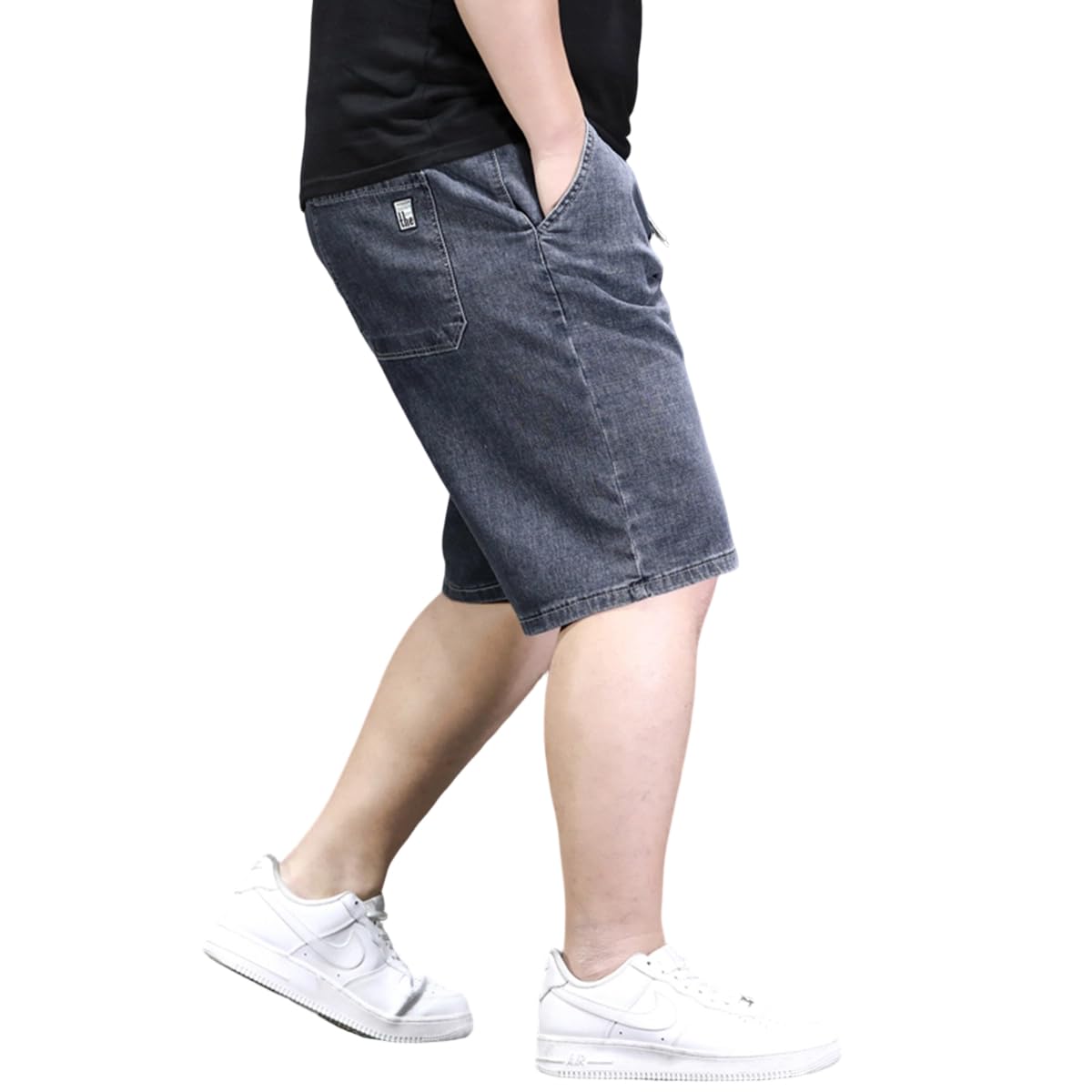 Herren Jeans Shorts Große Größe Männer Übergröße Denim Shorts Lässige Kurz Jeanshose Loose Fit DK1012