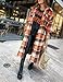 UANEO Plaid Coat Women Button Down Long Plaid Jacket Fall Flannel Trench Coat (Red-XL)