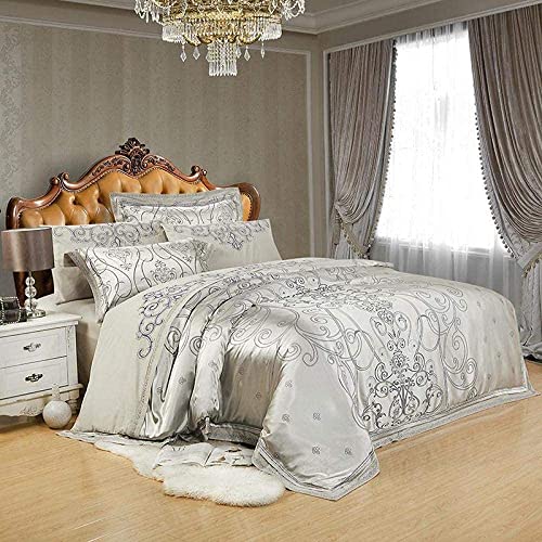 Juego de funda de edredón jacquard de lujo con bordado para una elegante decoración de dormitorio