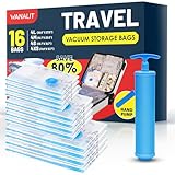 Travel Vacuum Storage Bags with Hand Pump, 16 Pack (4L+4M+4S+4XS) Vacuum Seal...