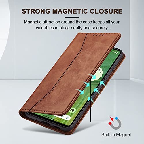 Image of Jasonyu Flip Wallet Case for Google Pixel 7 5G,Brown