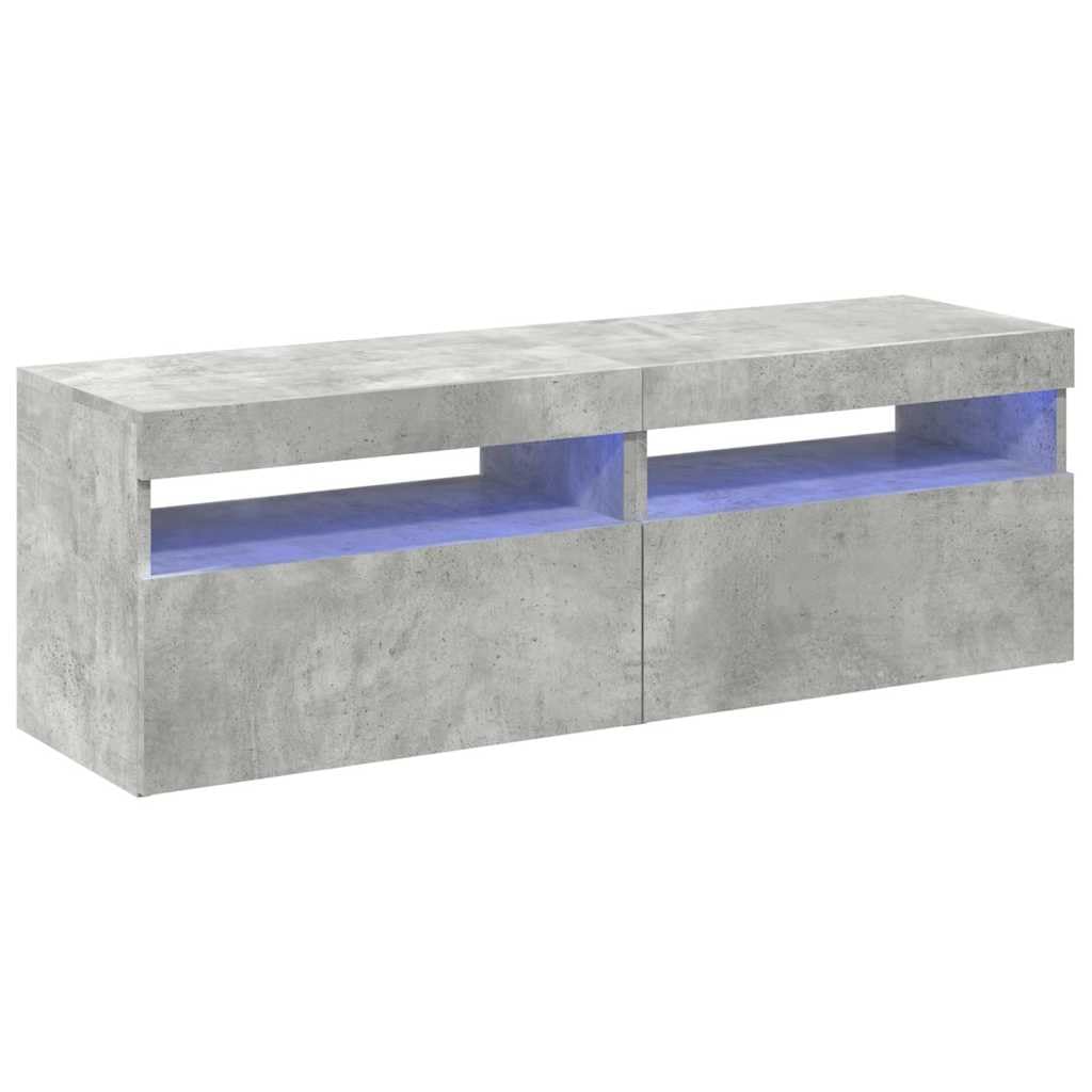 vidaXL - TV-Möbel - TV-Schränke mit LED-Leuchten 2 Stk. Betongrau 60x35x40cm