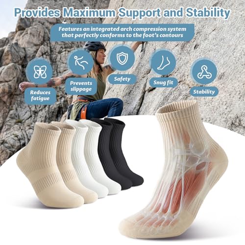 Image of Arch Compression Athletic Socks - 6 Pairs for Women, Moisture Wicking with 95% Cotton, Seamless Toe for Secure Fit