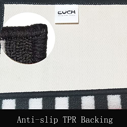 Euch 2 Piece Carpet Rubber Backing Non-Slip Kitchen Mat Doormat Area Rugs (17"X23"+17"X47", Black Mosaic) #TOP5