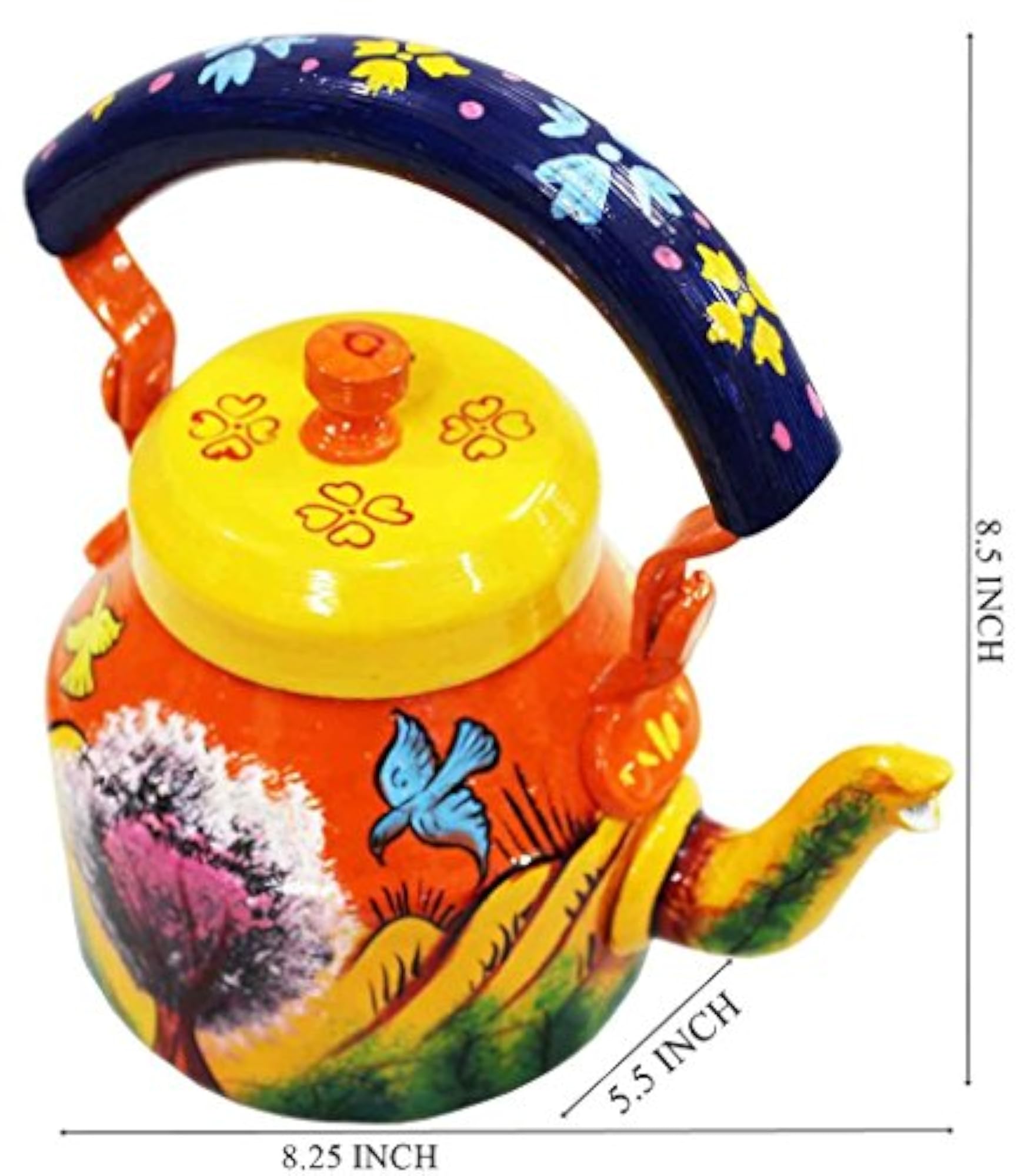 Handpainted Traditional Aluminium Colourful Decorative Tea Kettle