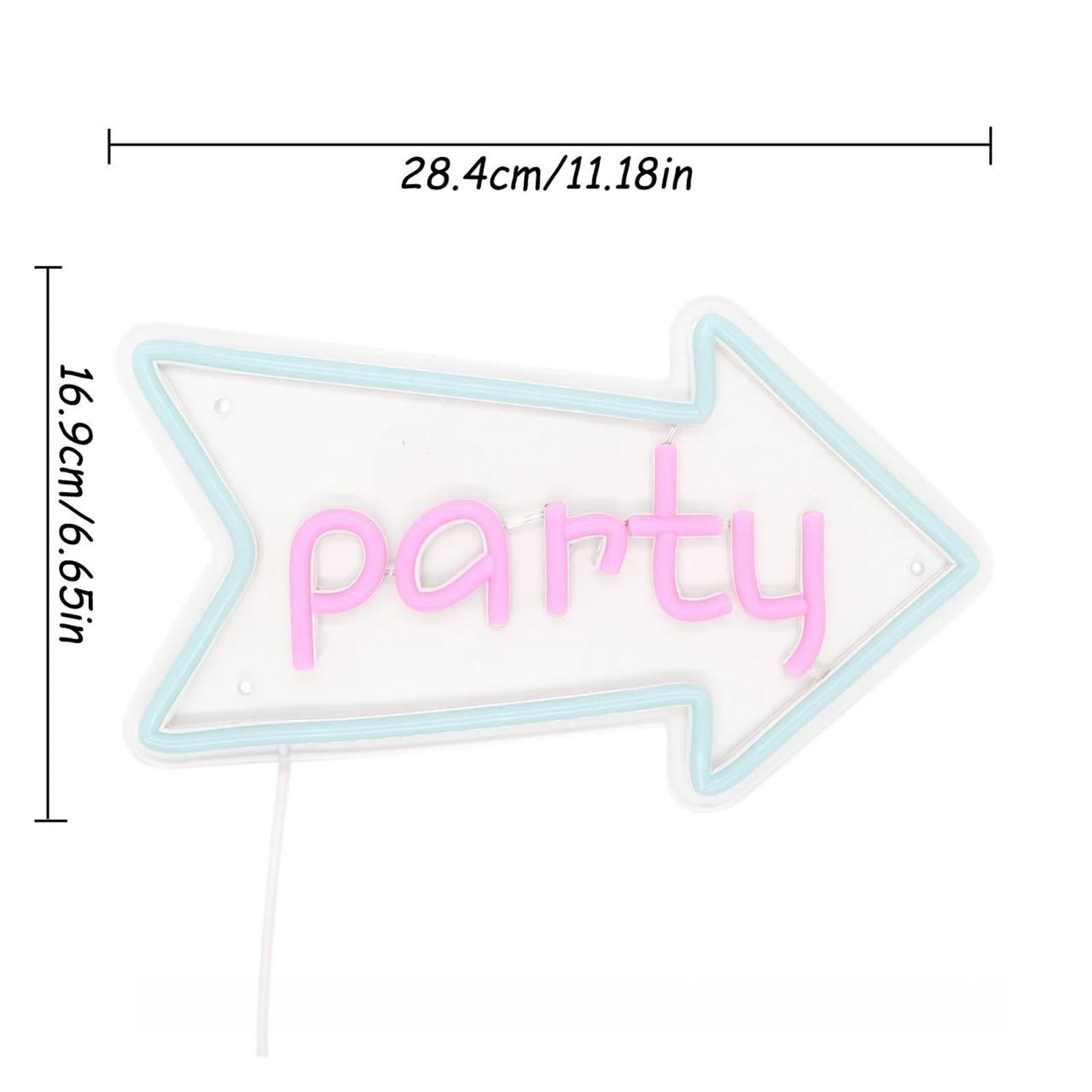 Luz de Diseño de Digital Flecha Creativa Con Fiesta LED, Arte De Pared, Luz De Neón Para Pub, Club, Bar, Tienda De Cumpleaños, Decoración De Espectáculo, 28.4cm×16.9cm