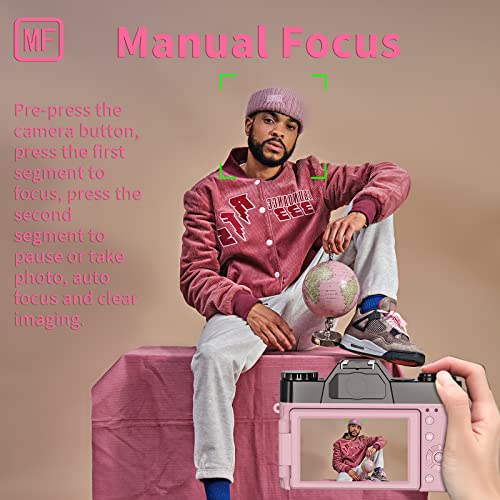 Digital Camera For Photography Vjianger 4K 48Mp Vlogging Camera For Youtube With Wifi, 16X Digital Zoom, 52Mm Wide Angle & Macro Lens, 2 Batteries, 32Gb Tf Card(W02-Pink31) #TOP4