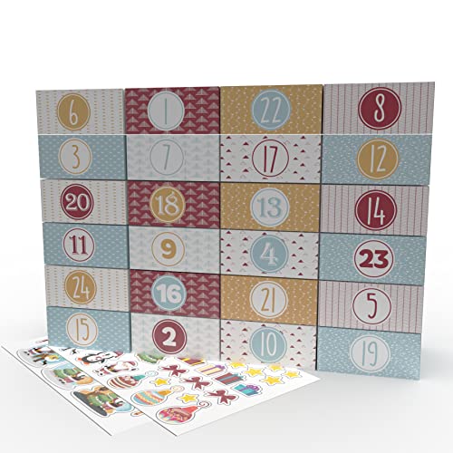Kit calendrier de l'Avent DIY 98 éléments | Kit de chiffres autocollants calendrier de l'Avent autocollant décoration emballage et boîtes porte-cadeaux de Noël Cover