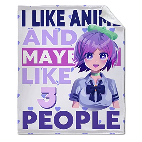 ARTBLANKET I Like Anime and Maybe Like 3 People Throw Blanket Fannel Fleece Super Soft Funny Blanket Travel Throw Blanket for Bed Couch Sofa 60x50 in for Teen Car
