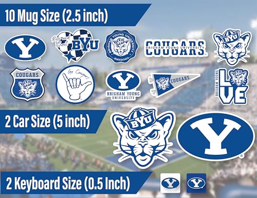 Image of BYU Cougars Sticker Variety Pack for Car Water Bottle Phone 14 Pc Gift