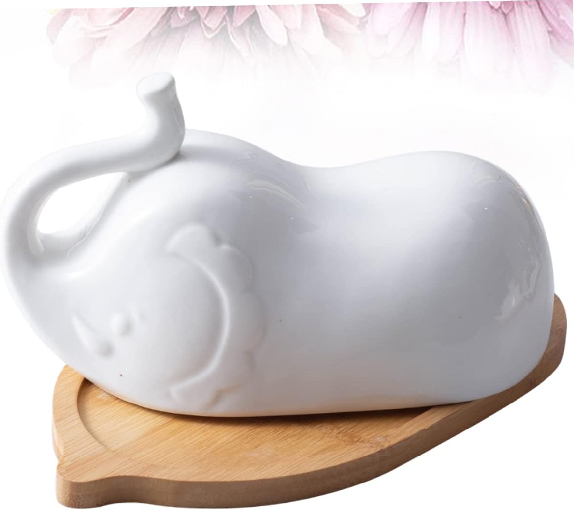 Elephant Table Butter Dish Lid Ceramic Plate Lid Kitchen Accessory for Home
