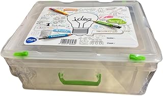 Large School and Office Supplies Organizer Complete Stationery Set with Sturdy Carrying Case, Portable and Compact for Students, Not Include any Supplies 18 Liter 36cm x 16cm x 30cm (Transparent)