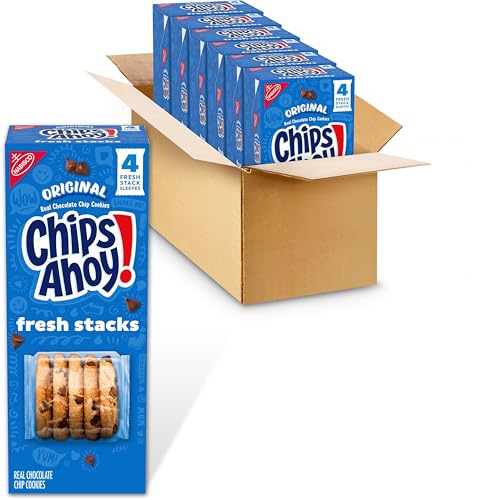 CHIPS AHOY! Fresh Stacks Original Chocolate Chip Cookies, Bulk Travel Snacks, 6 Boxes (24 Multi Snack Packs)