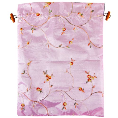 Wrapables Beautiful Embroidered Silk Travel Bag for Lingerie & Shoes - Pink