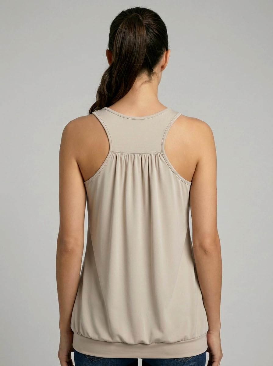 Van Der Rich ® - Camiseta de Tirantes Espalda Nadadora Escote Plisado - Mujer