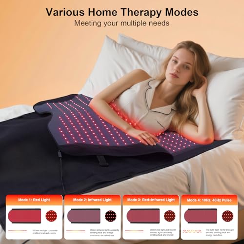 Red Light Therapy Mat Full Body, 71"x33" Redlight Therapy Blanket with Premium Leather, 2580 LEDs Dual Wavelength 660nm & 850nm Near Infrared Therapy Bag for Home Use,RMAT05 — view 3