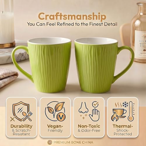 Image of U.P.C. U.P.C.Milk Mug Set of 2 | Ceramic & Bone China Coffee Milk Cups | Designer Printed Tea Coffee Mug Set | Large Capacity Milk Mugs | Microwave Safe Cup Set | Kitchen Drinkware Gift Set