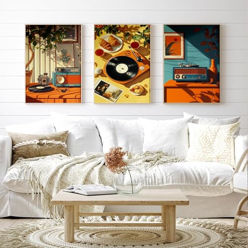Image of cupmod 6 Packs Vintage Music Paint by Numbers Kit for Adults,Retro Funny Adults Paint by Number Kits on Canvas Without Frame,Easy Acrylic Oil Painting by Numbers Kit for Home Wall Decor 9.8x13.8inch