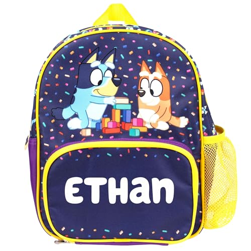 Sac à dos personnalisé enfant violet BlueY avec poches zippées et filet gourde