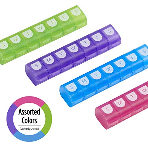 Image of EZY DOSE Weekly (7-Day) Pill Organizer, Vitamin Case, and Medicine Box, X-Large Compartments, Easy Fill All Compartments at Once, Color May Vary (Pack of 2)