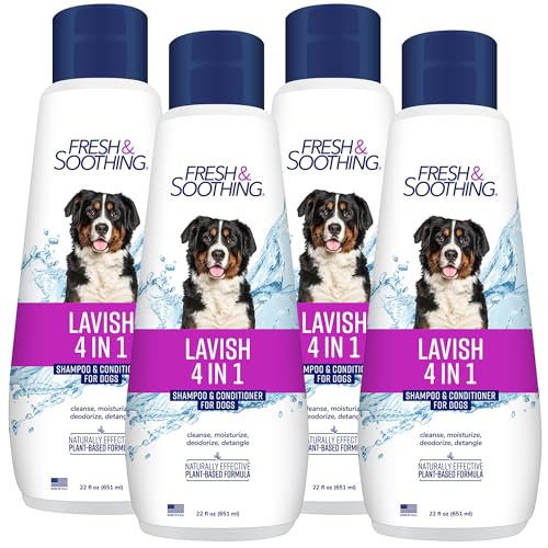 Fresh & Soothing Lavish 4-in-1 Shampoo + Conditioner for Pets, 22oz - 4 Pack