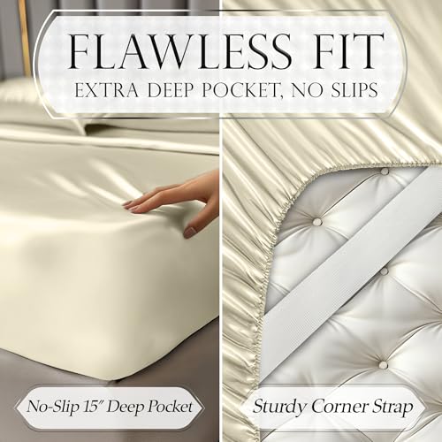 Image of DECOLURE Satin Sheets Twin Size | Softer Than Silk | Luxury 3 Pc Bed Set