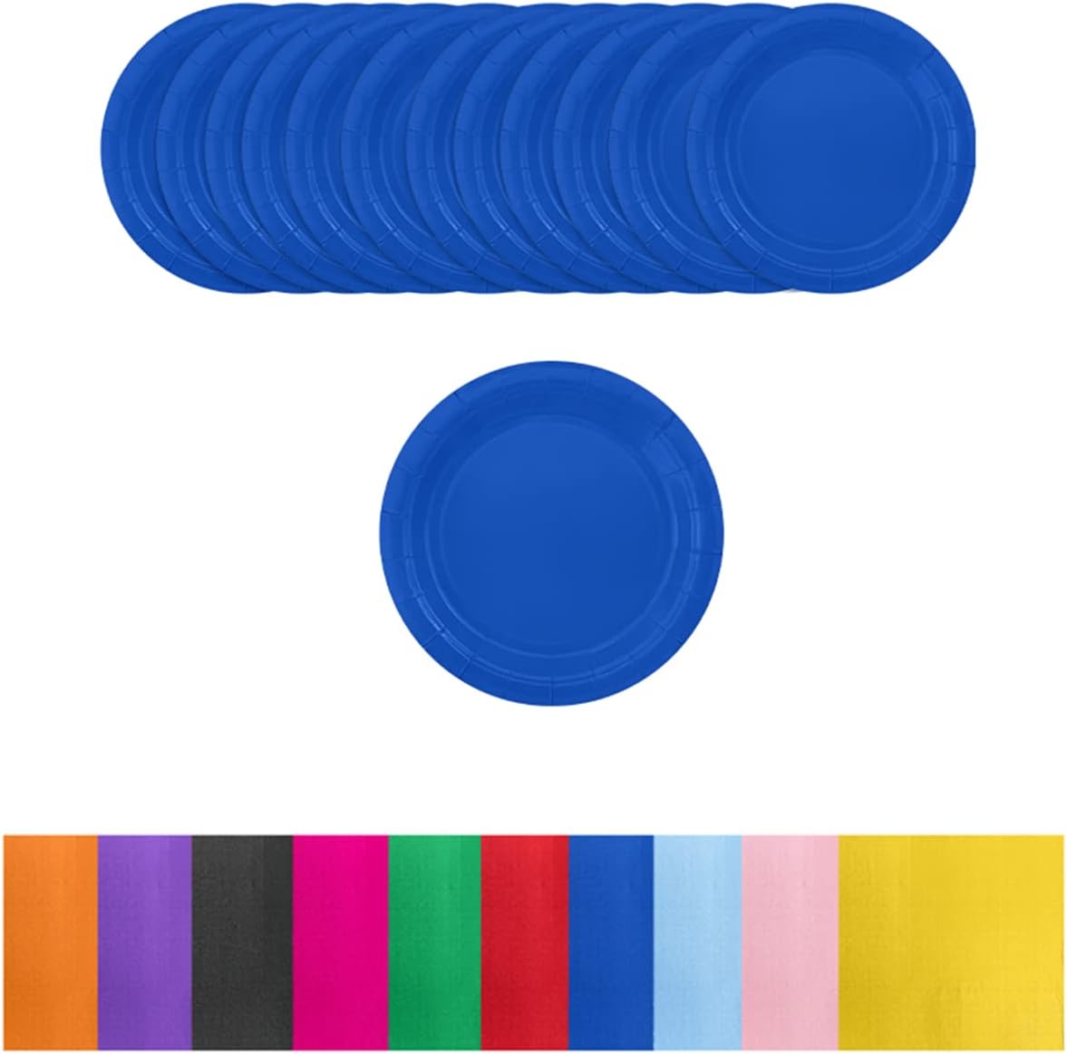 Aisszhao 16pcs Dark Blue Paper Plates 9 Inch Solid Color Paper Plates