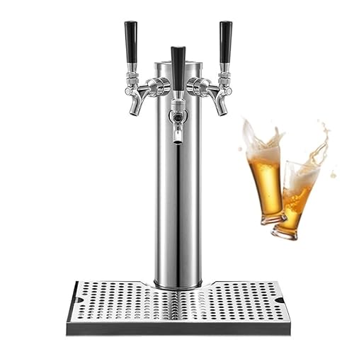 ビールサーバー 家庭用 業務用 beer tower ドリップトレイ付き 取り外して洗えます 組み立て簡単 生ビール塔 ステンレス タワーの蛇口ディスペンサー 樽を接続するビールや飲料 醸造所の瓶詰め バー 自家醸造などに適しています (シルバー,3頭) [並行輸入品]（Amazon）