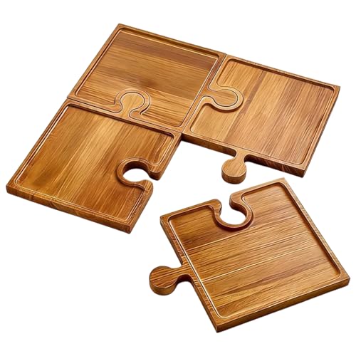 Tablas de madera para charcuterie, 4 piezas unidas para servir, placa enchufable para servir, para camping, picnic, inauguración de la casa, cocina, aperitivos, anfitriona familiar